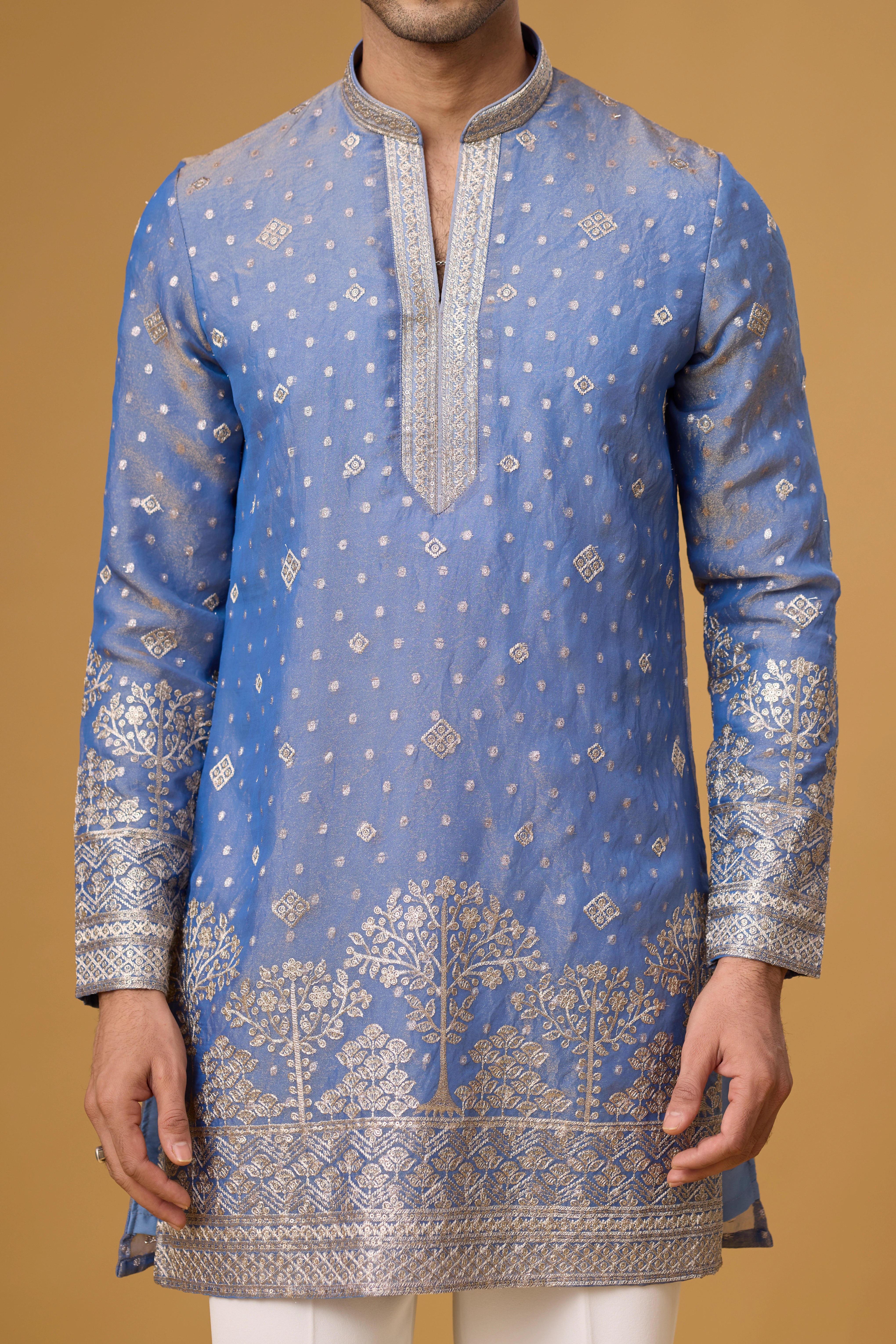 Affordable Blue Ethnic Kurta Set for Men – Side View | Mahavir NX