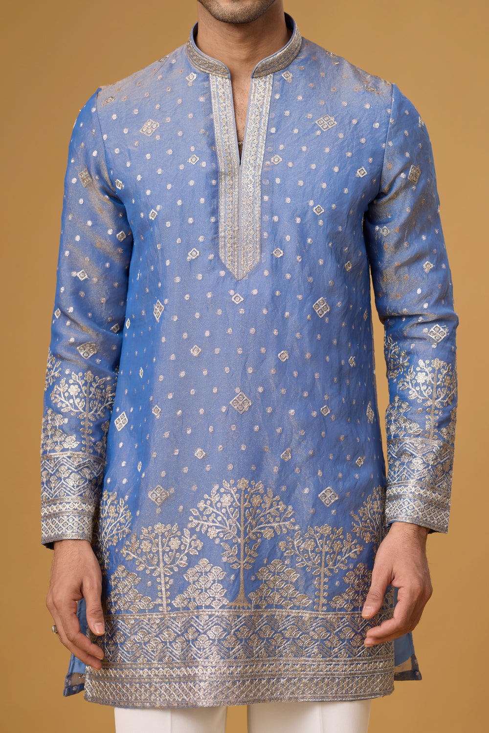 Affordable Blue Ethnic Kurta Set for Men – Side View | Mahavir NX
