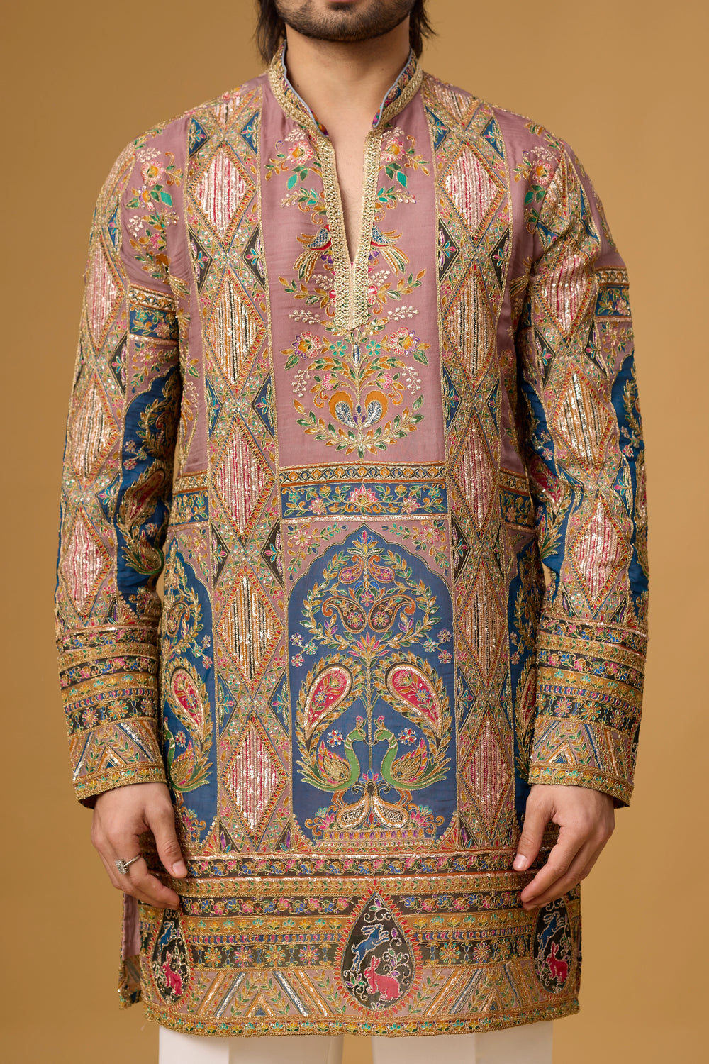 Premium Mauve All-Over Ethnic Kurta Set – Party Wear | Mahavir NX
