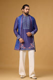 Royal Sapphire Printed Kurta with Heritage Stole for Men | Mahavir NX