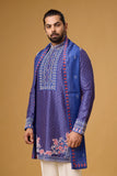 Sapphire Kurta Set with Heritage Stole – Festive Wear | Mahavir NX