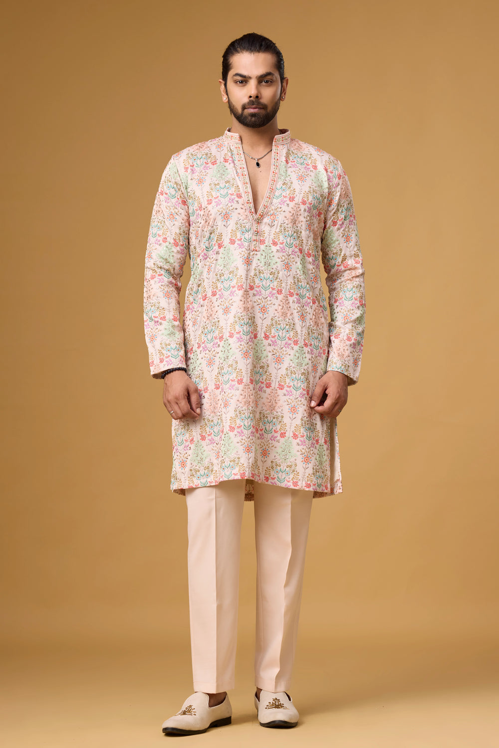 All-Over Floral Kurta for Men – Daytime Ethnic Wear | Mahavir NX