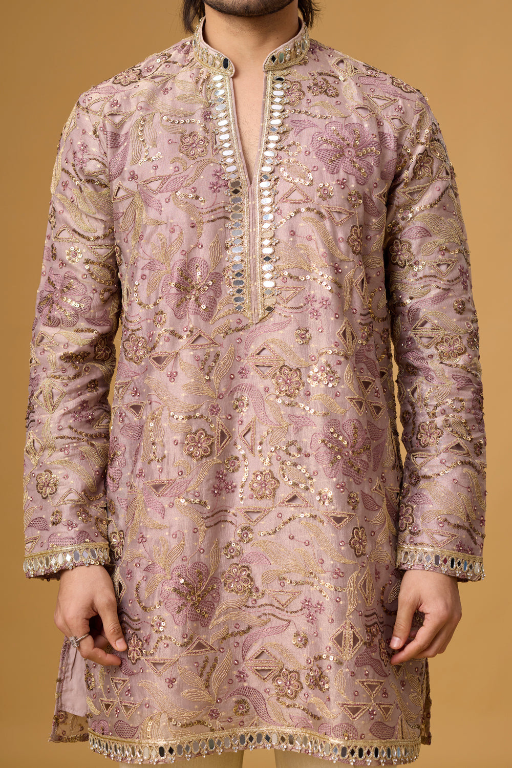 Designer Zari Embellished Ethnic Kurta – Side View | Mahavir NX