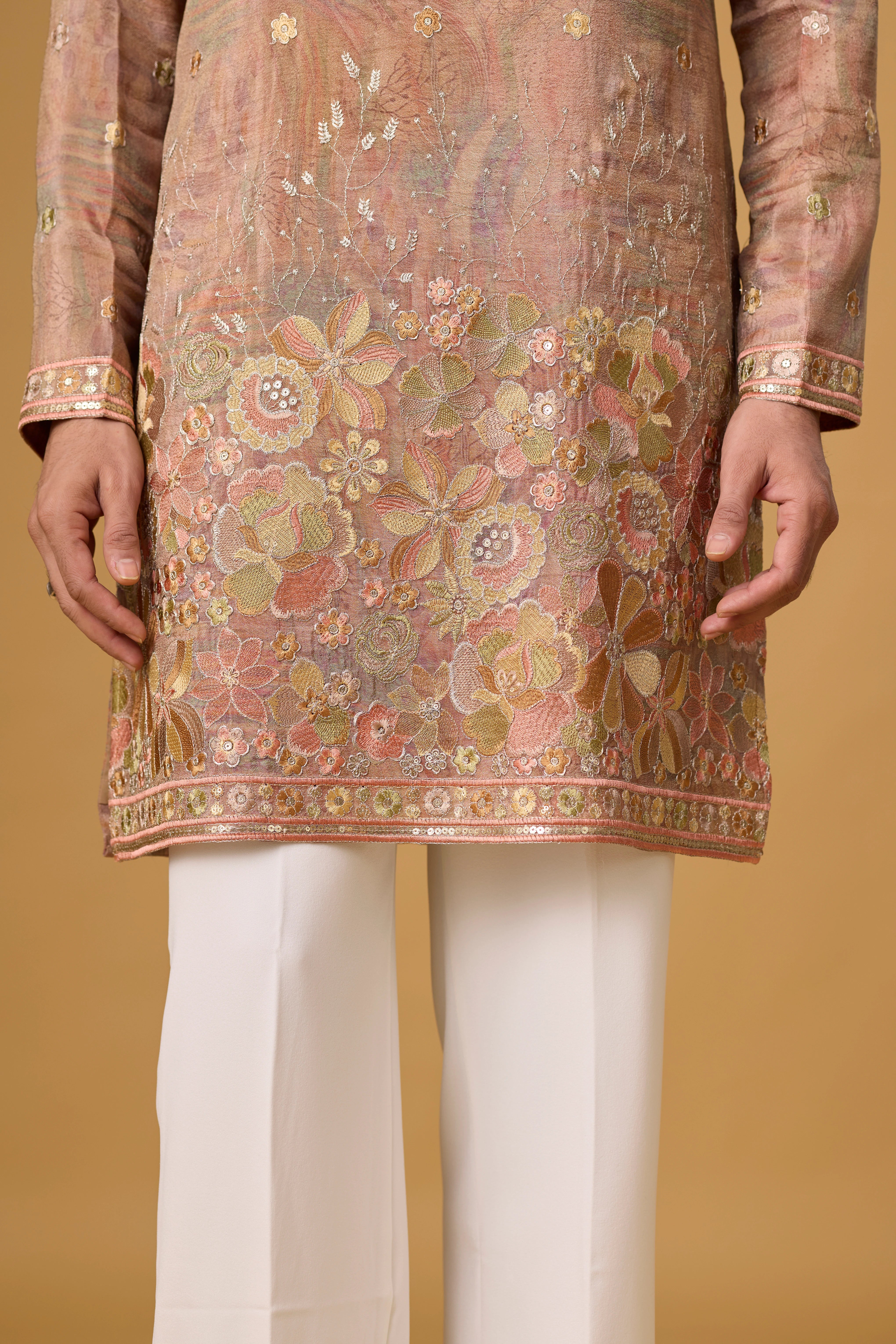 Premium Floral Border Kurta Set – Festive Ethnic Wear | Mahavir NX