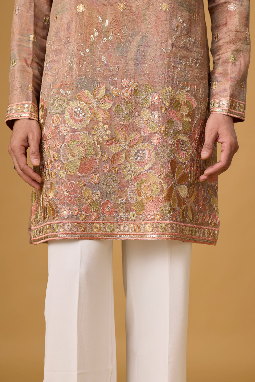 Premium Floral Border Kurta Set – Festive Ethnic Wear | Mahavir NX