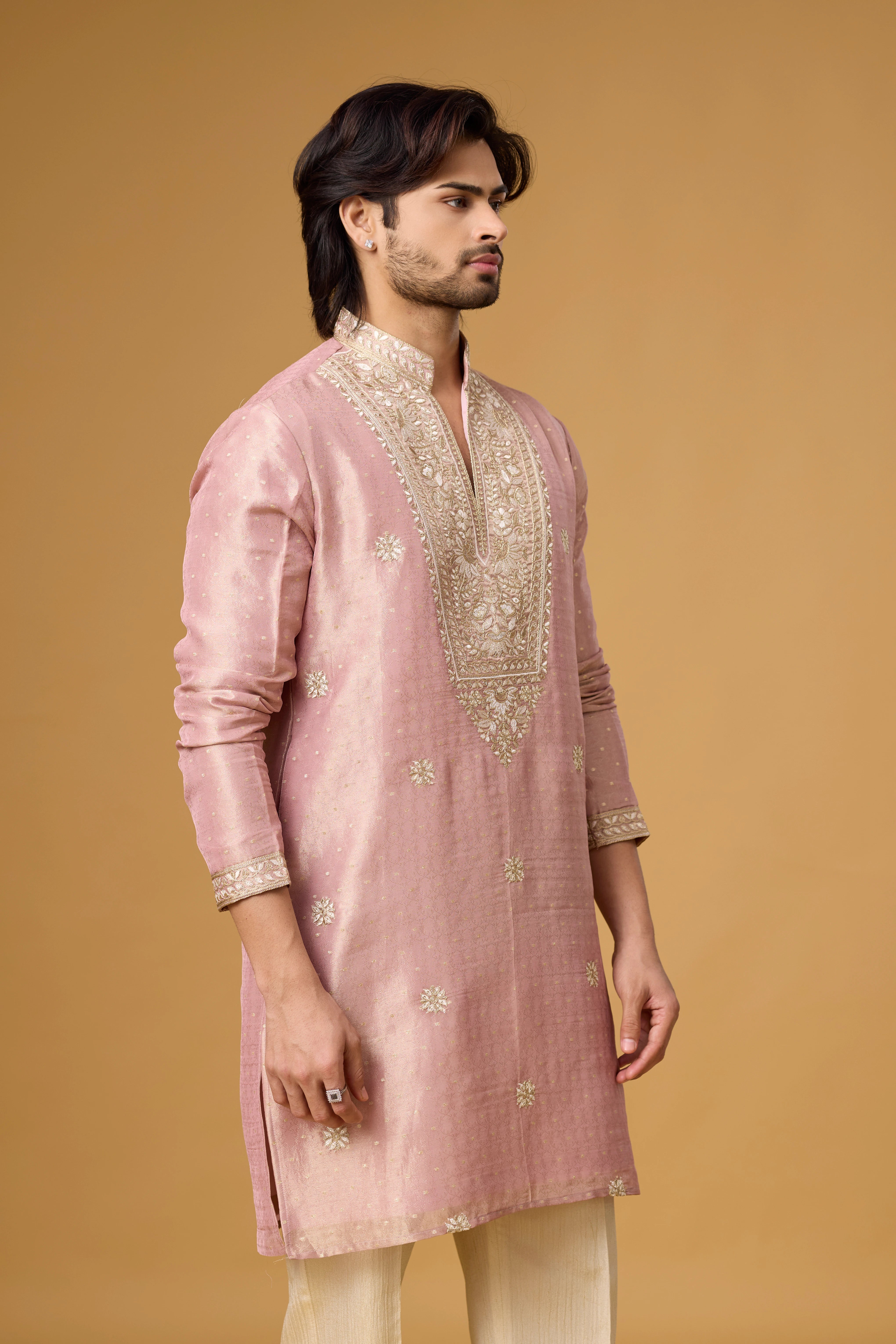 Blush Rose Floral Embroidered Kurta Set