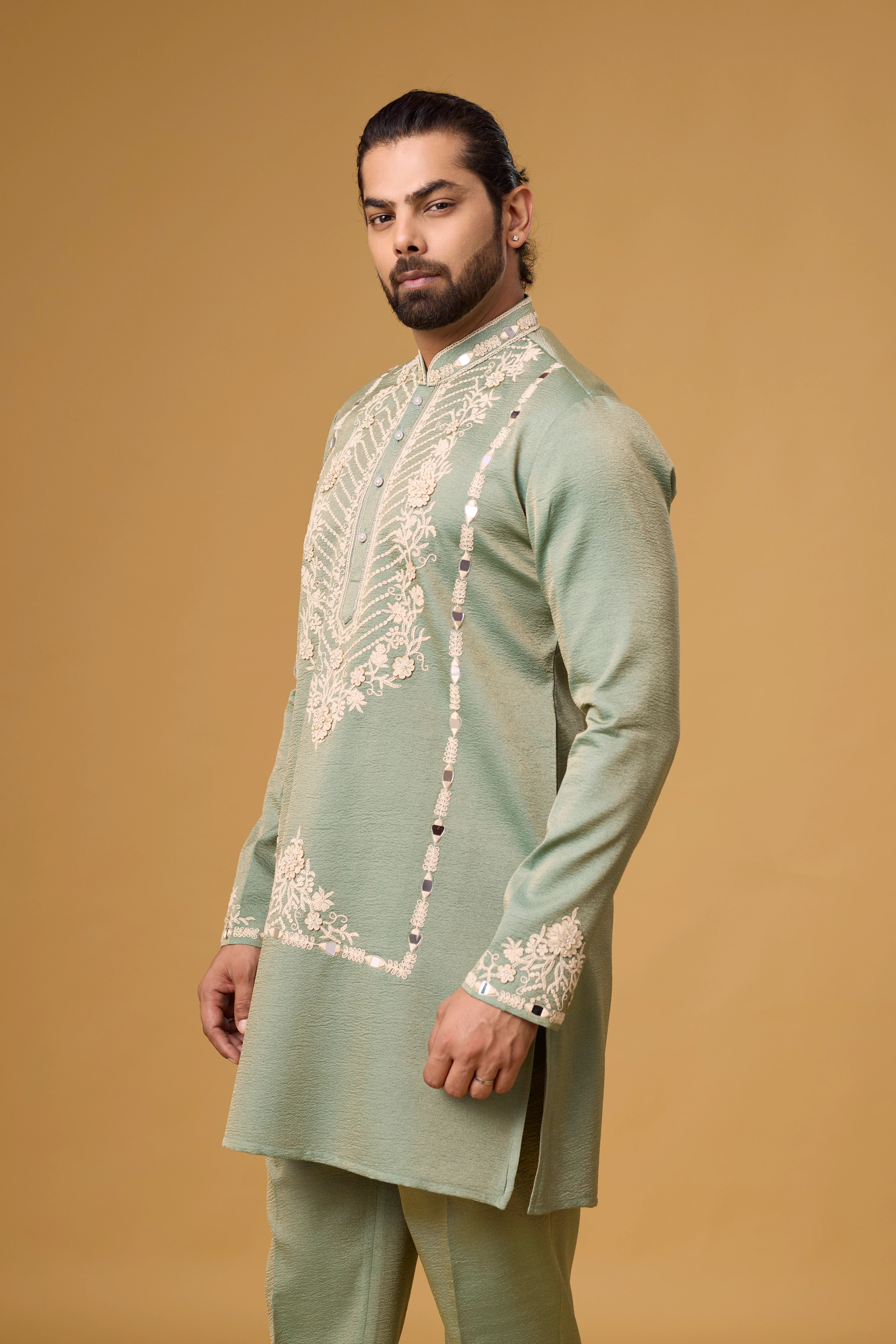 Buy Sage Green Kurta Set for Men Online India | Mahavir NX