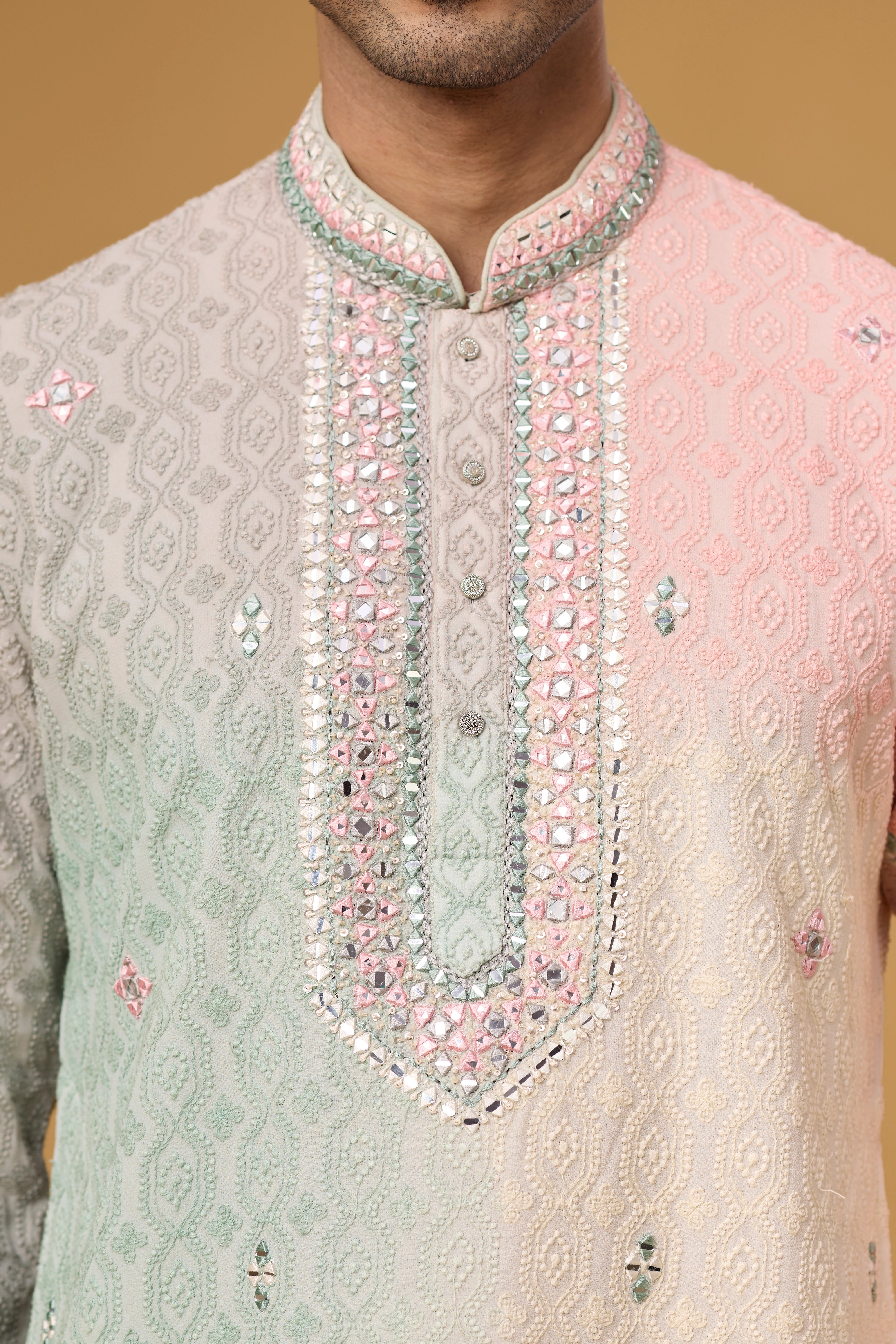 Minimalist Embroidered Kurta Set for Men – Side View | Mahavir NX