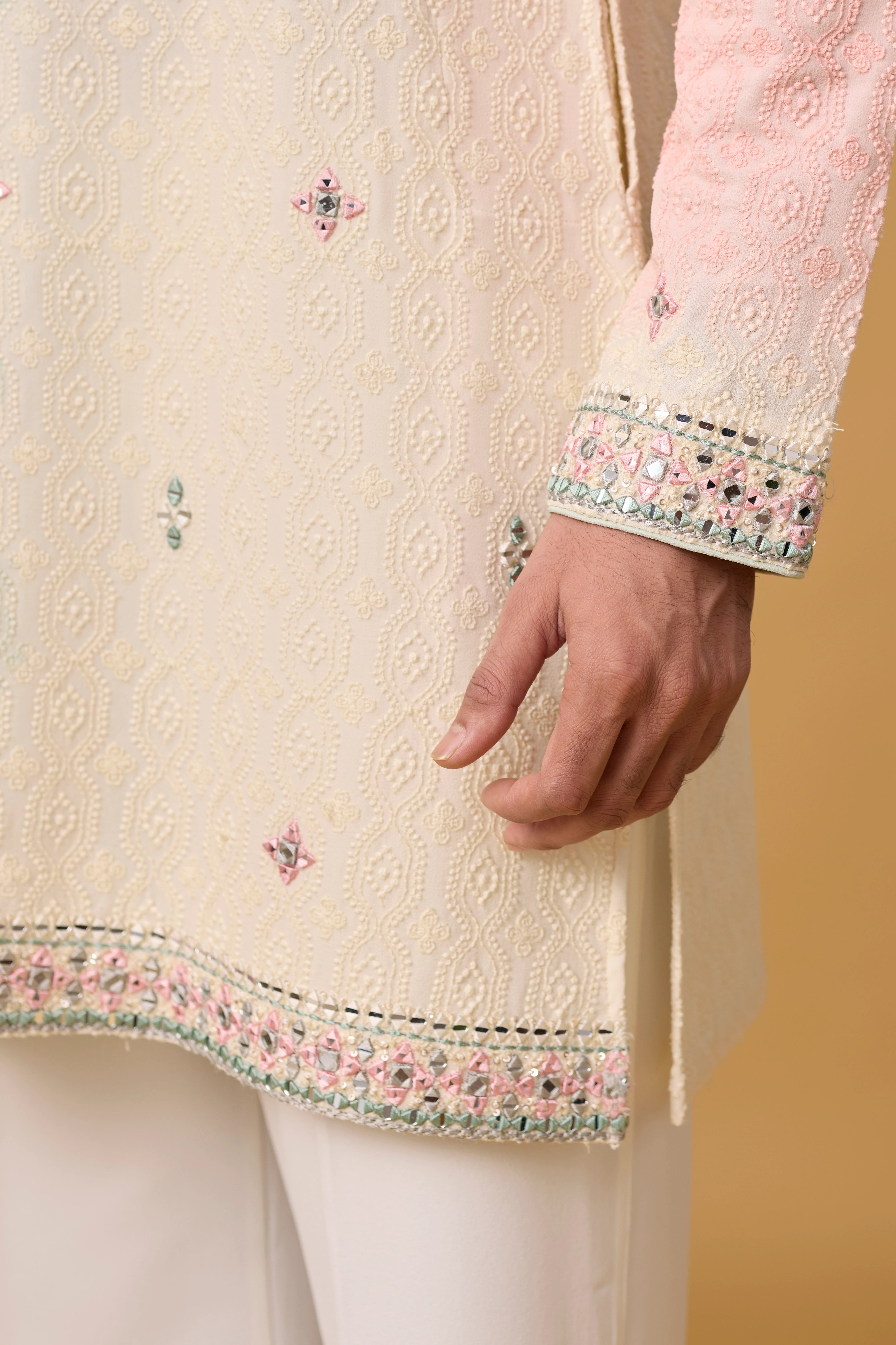 Premium Ivory Ethnic Kurta Set for Men – Full Length View | Mahavir NX