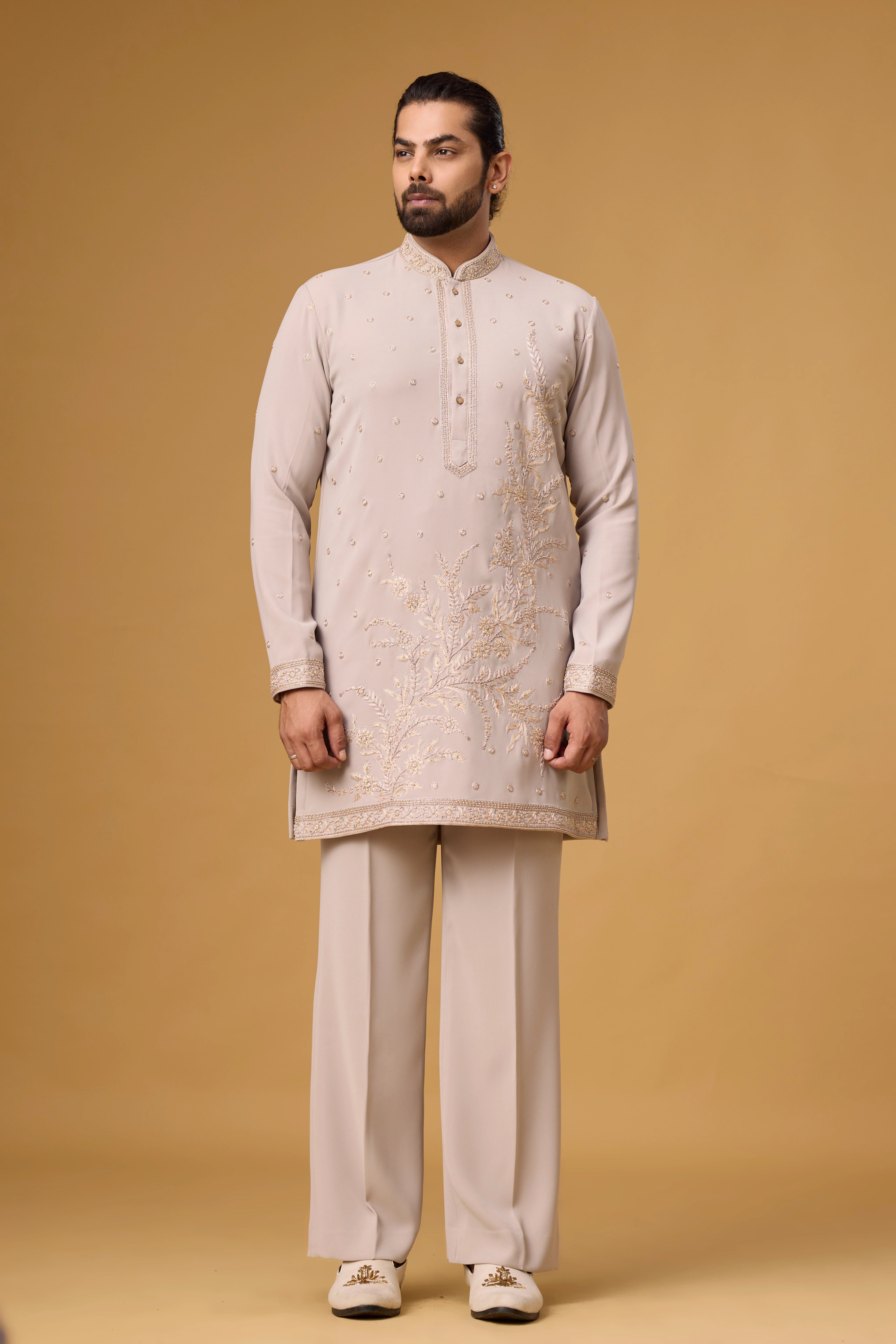 Ivory Botanical Embroidered Kurta Set