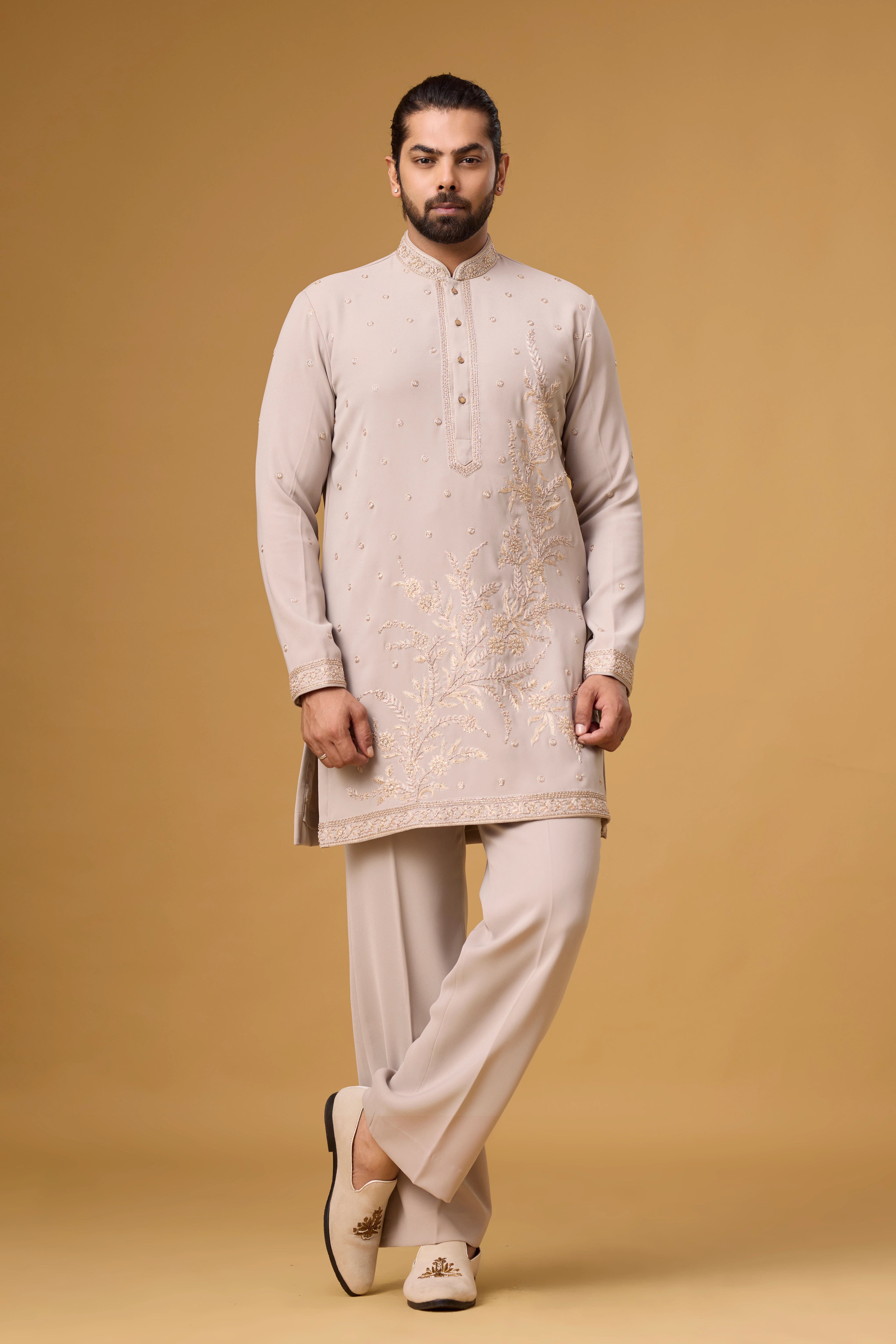 Ivory Botanical Embroidered Kurta Set