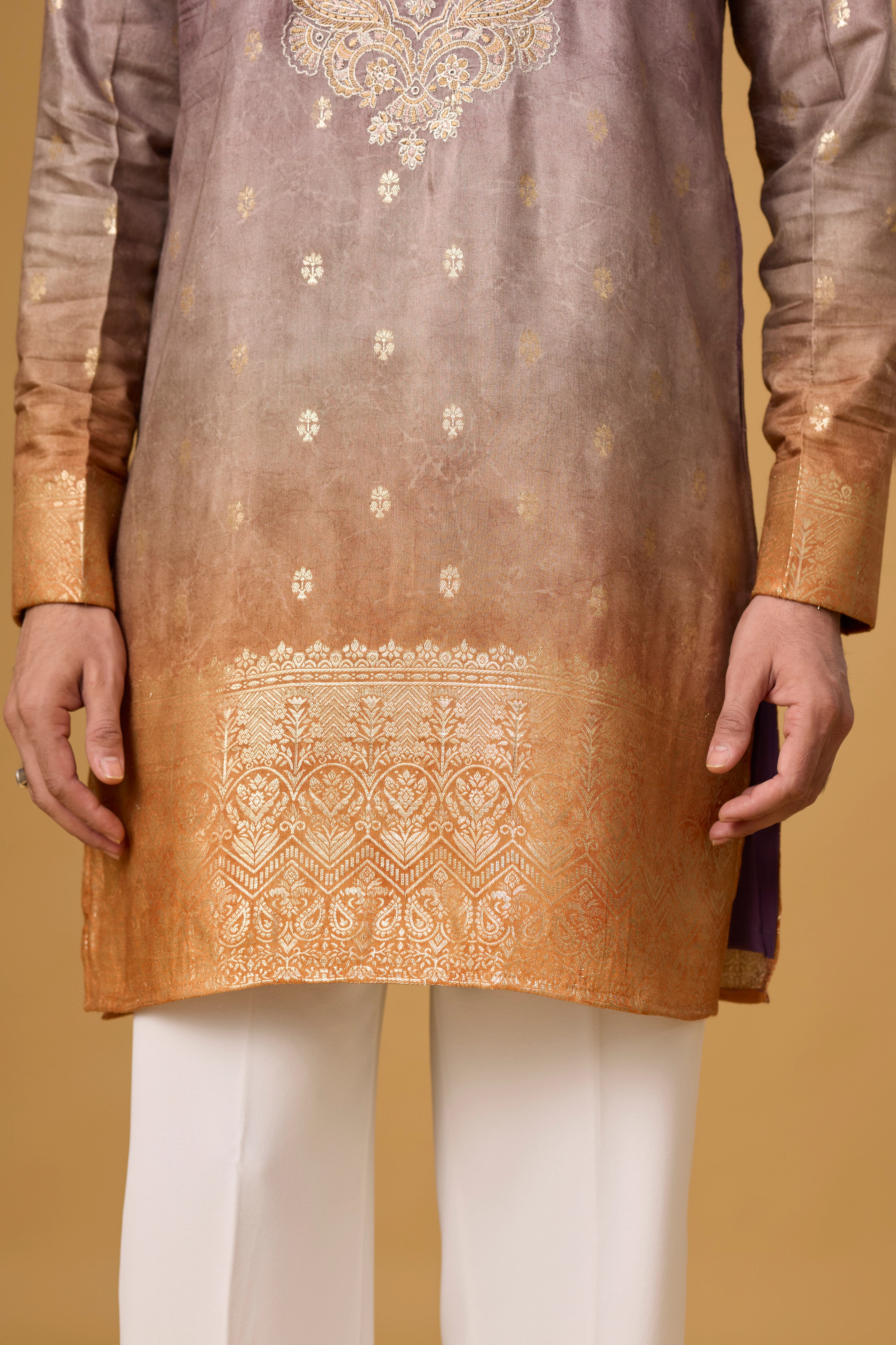 Regal Plum Paisley Embroidered Kurta Set