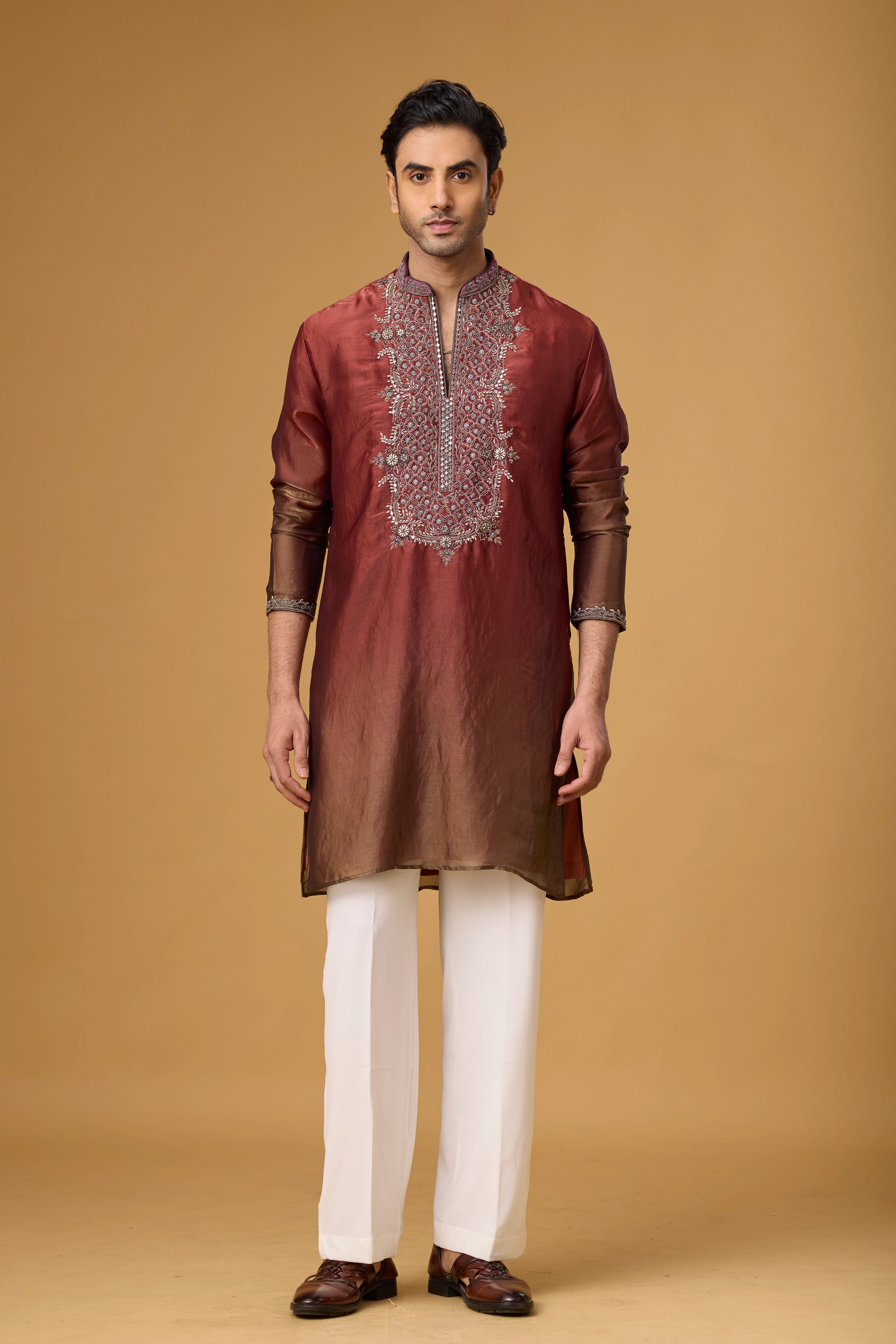 Regal Burgundy Heritage Embroidered Kurta Set
