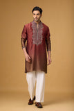 Regal Burgundy Heritage Embroidered Kurta Set