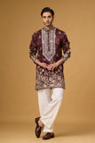Royal Burgundy Gardenia Embroidered Kurta Set