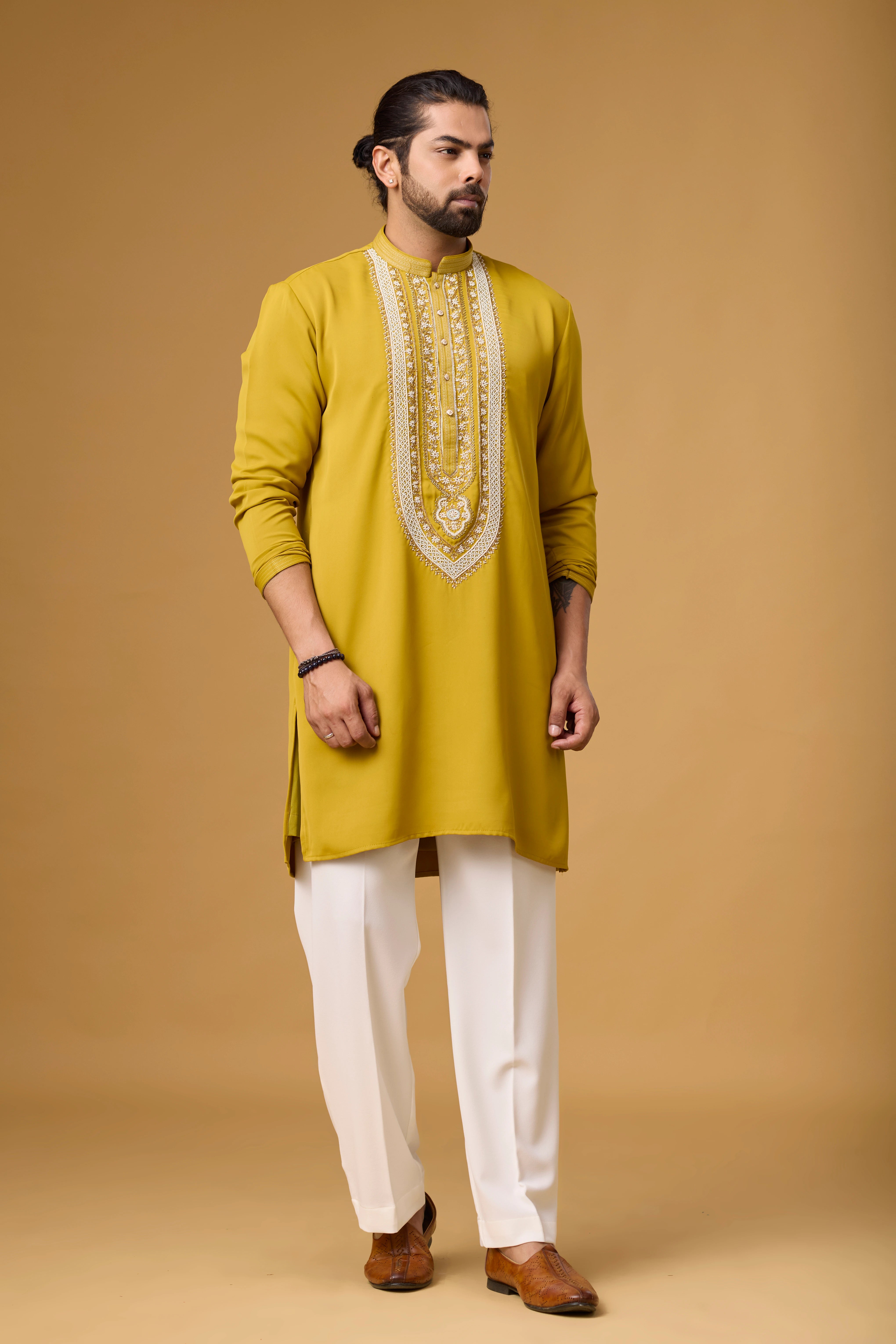 Mustard Royale Embroidered Kurta Set
