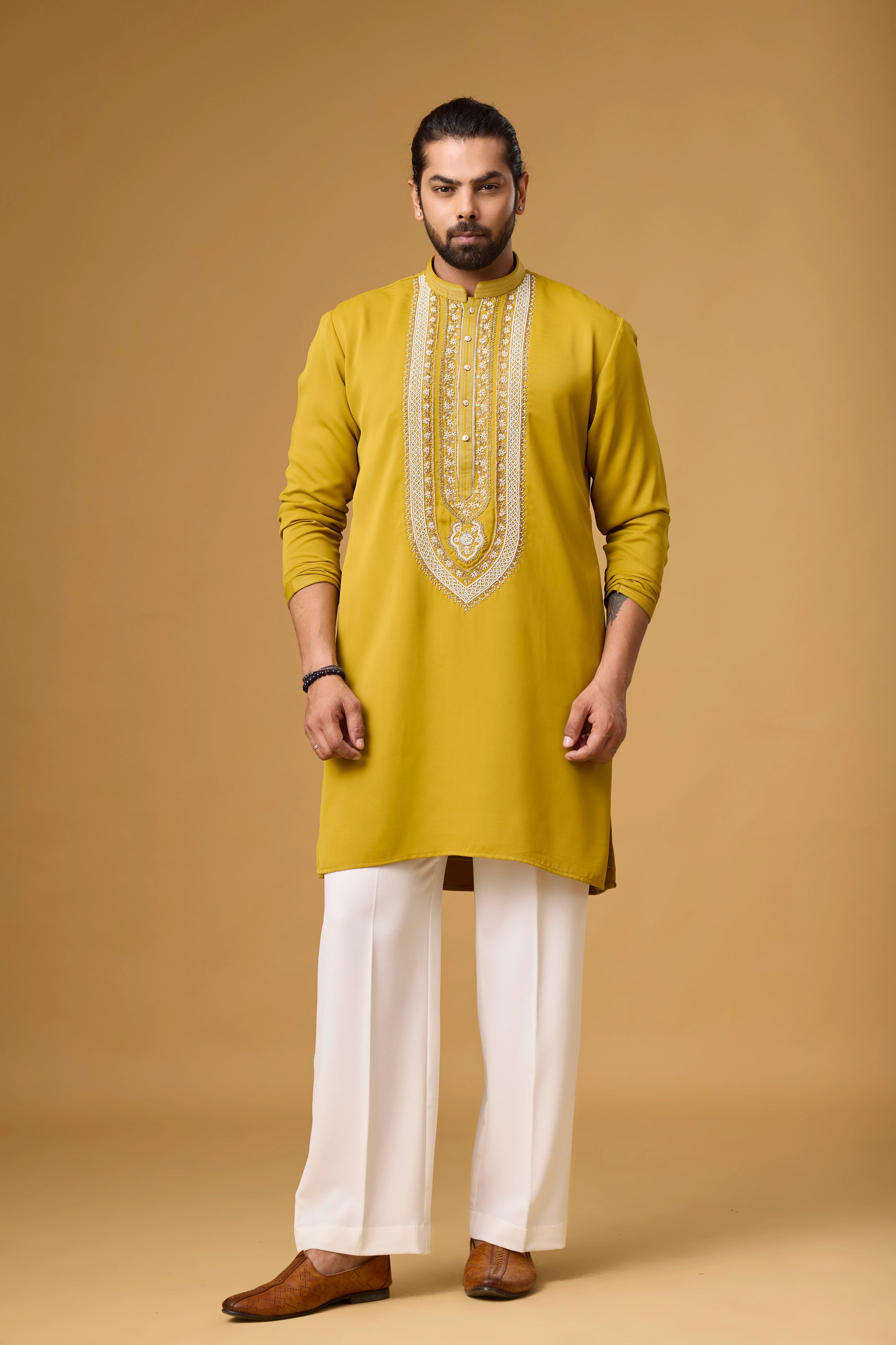 Mustard Royale Embroidered Kurta Set