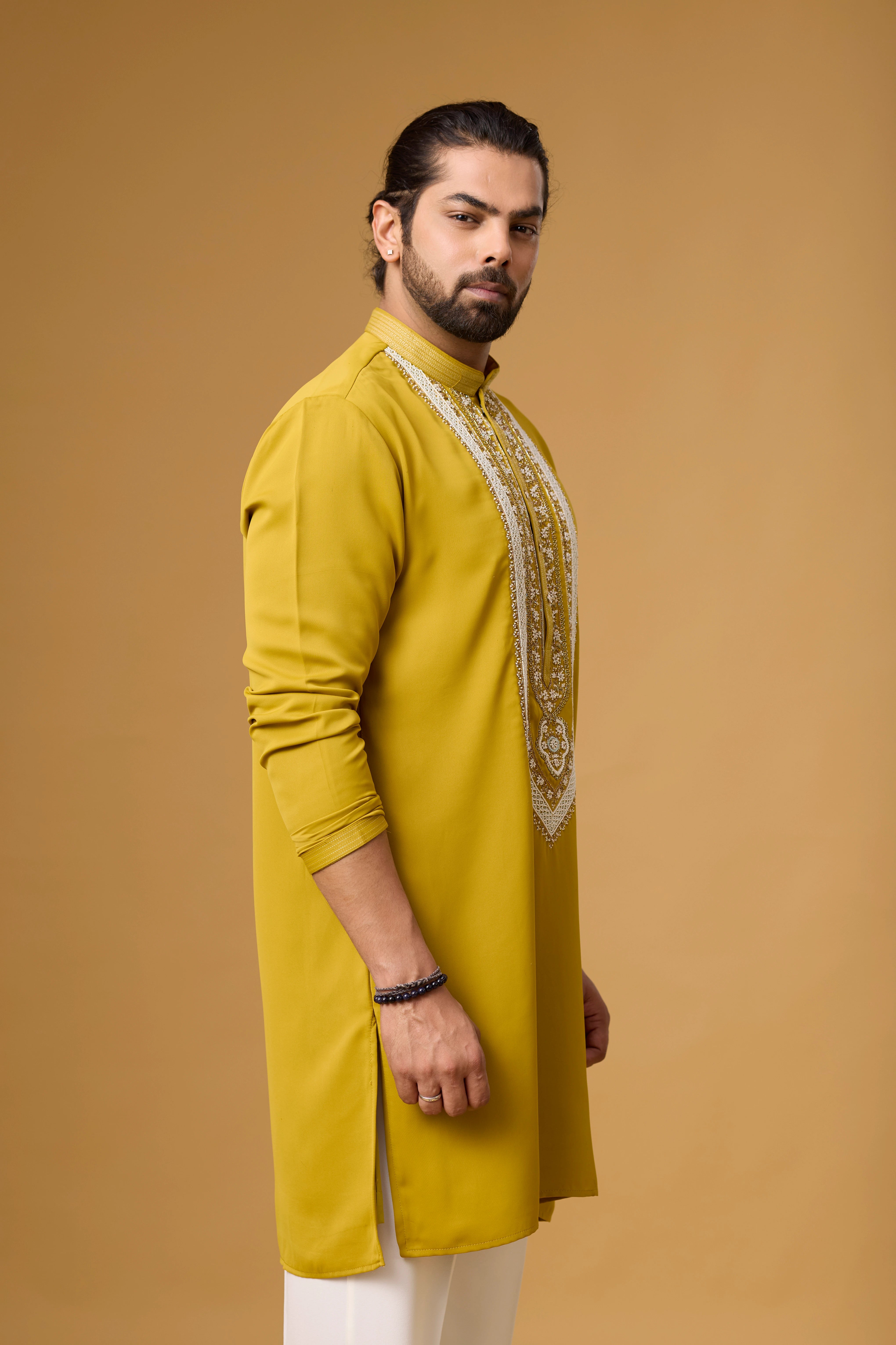 Mustard Royale Embroidered Kurta Set