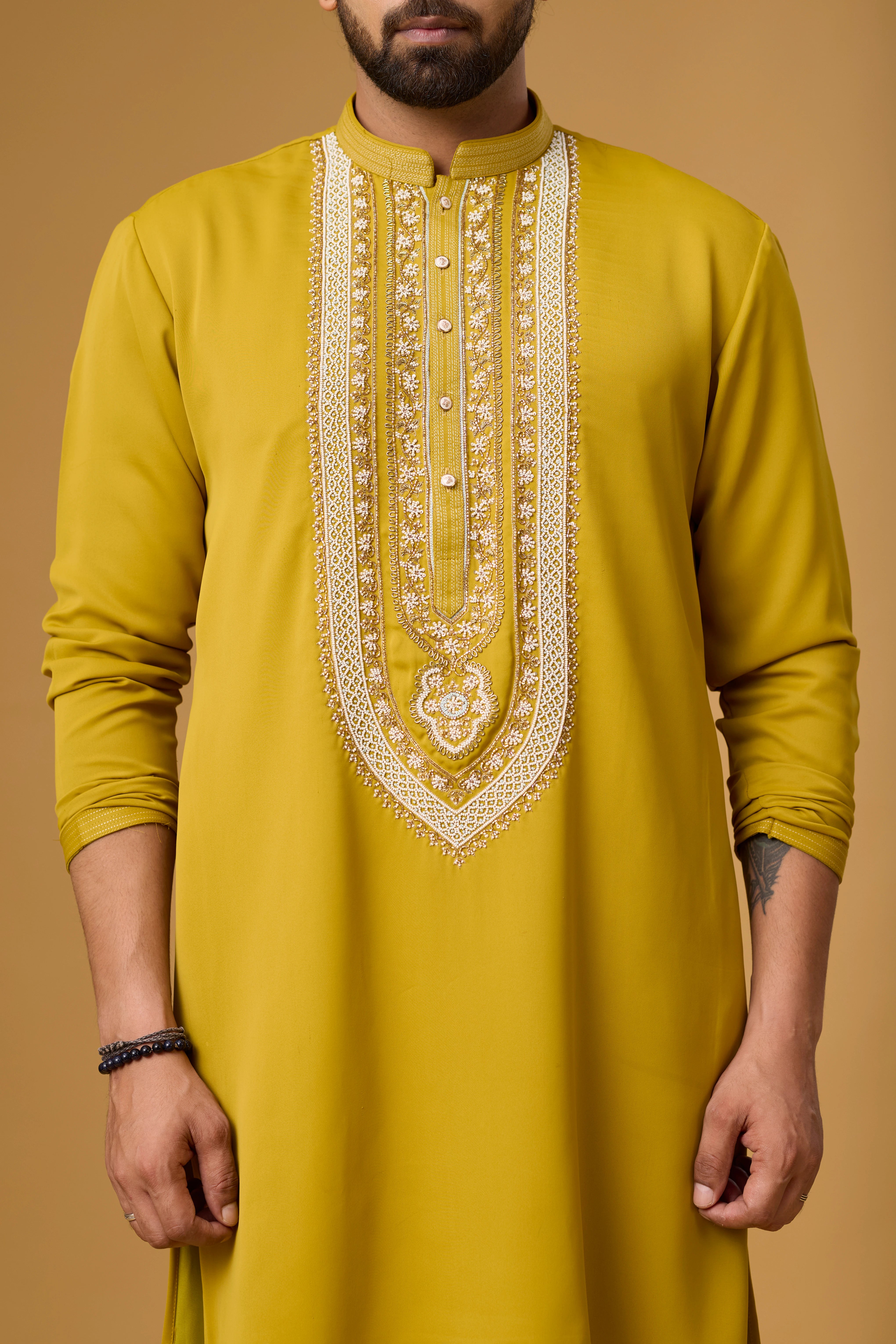 Mustard Royale Embroidered Kurta Set