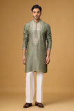 Olive Heritage Embroidered Kurta Set