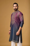 Royal Plum Ombre Embroidered Kurta Set