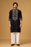 Midnight Black Heritage Embroidered Kurta Set