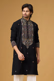 Midnight Black Heritage Embroidered Kurta Set