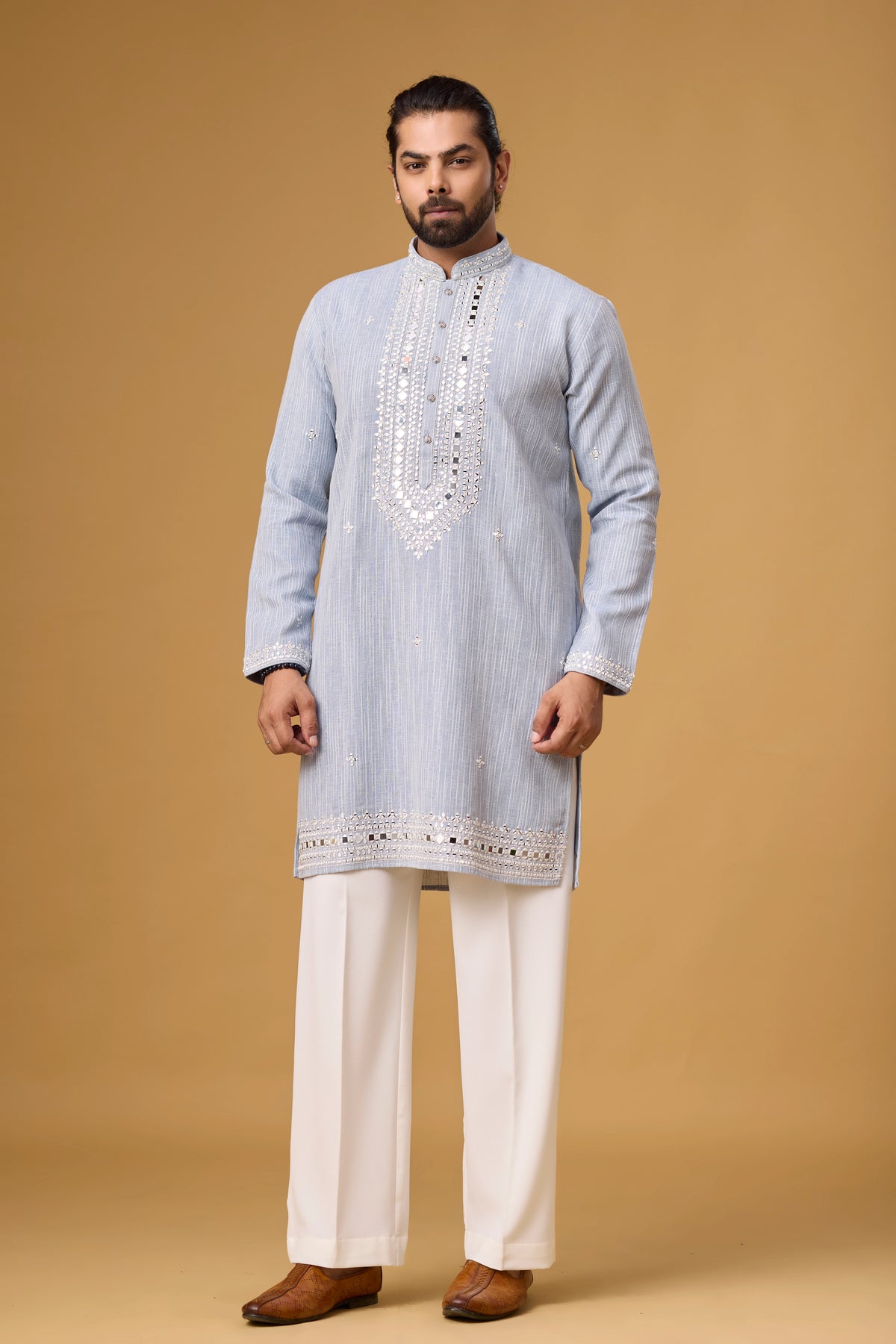 Frost Blue Regal Embroidered Kurta Set