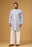 Frost Blue Regal Embroidered Kurta Set
