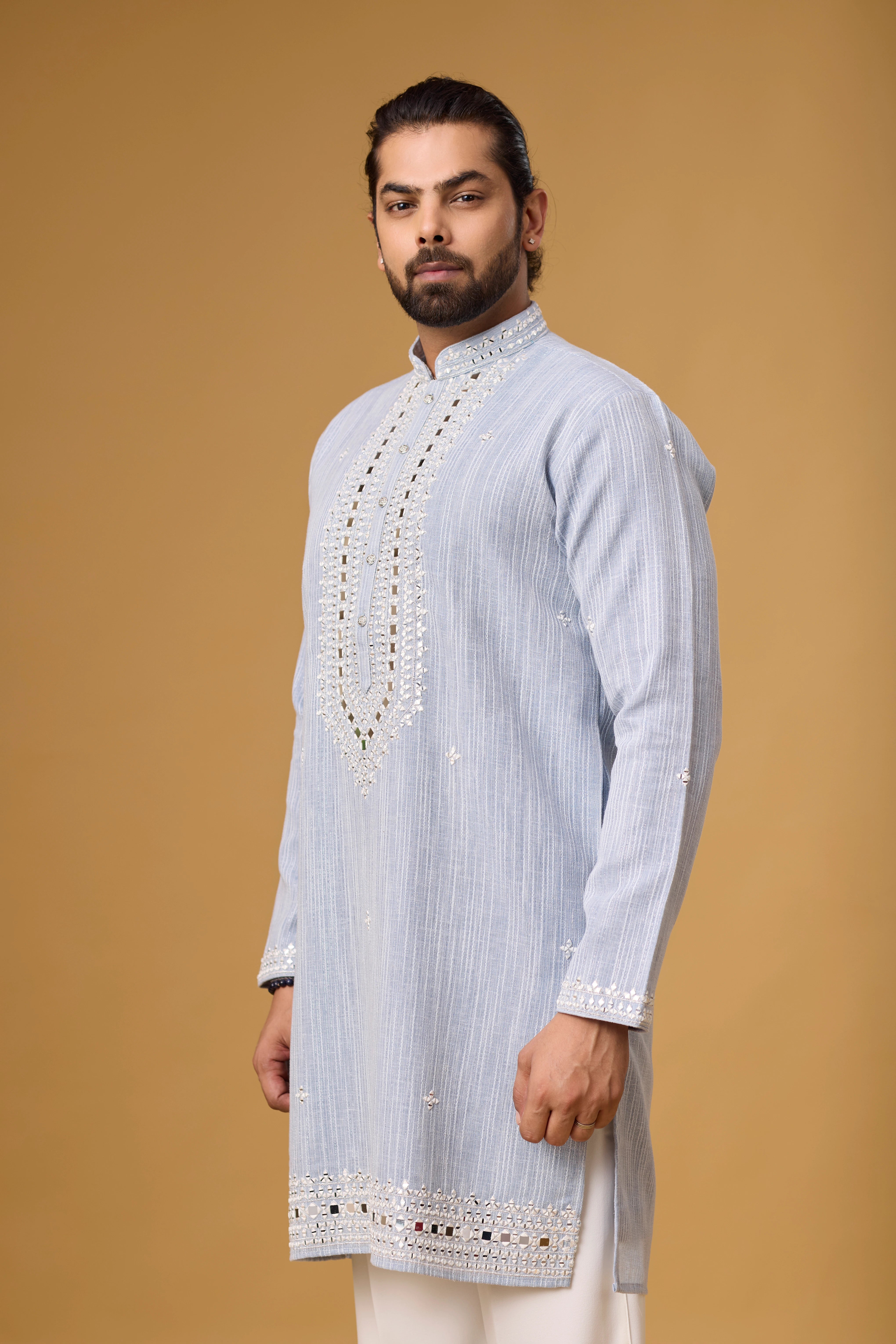 Frost Blue Regal Embroidered Kurta Set