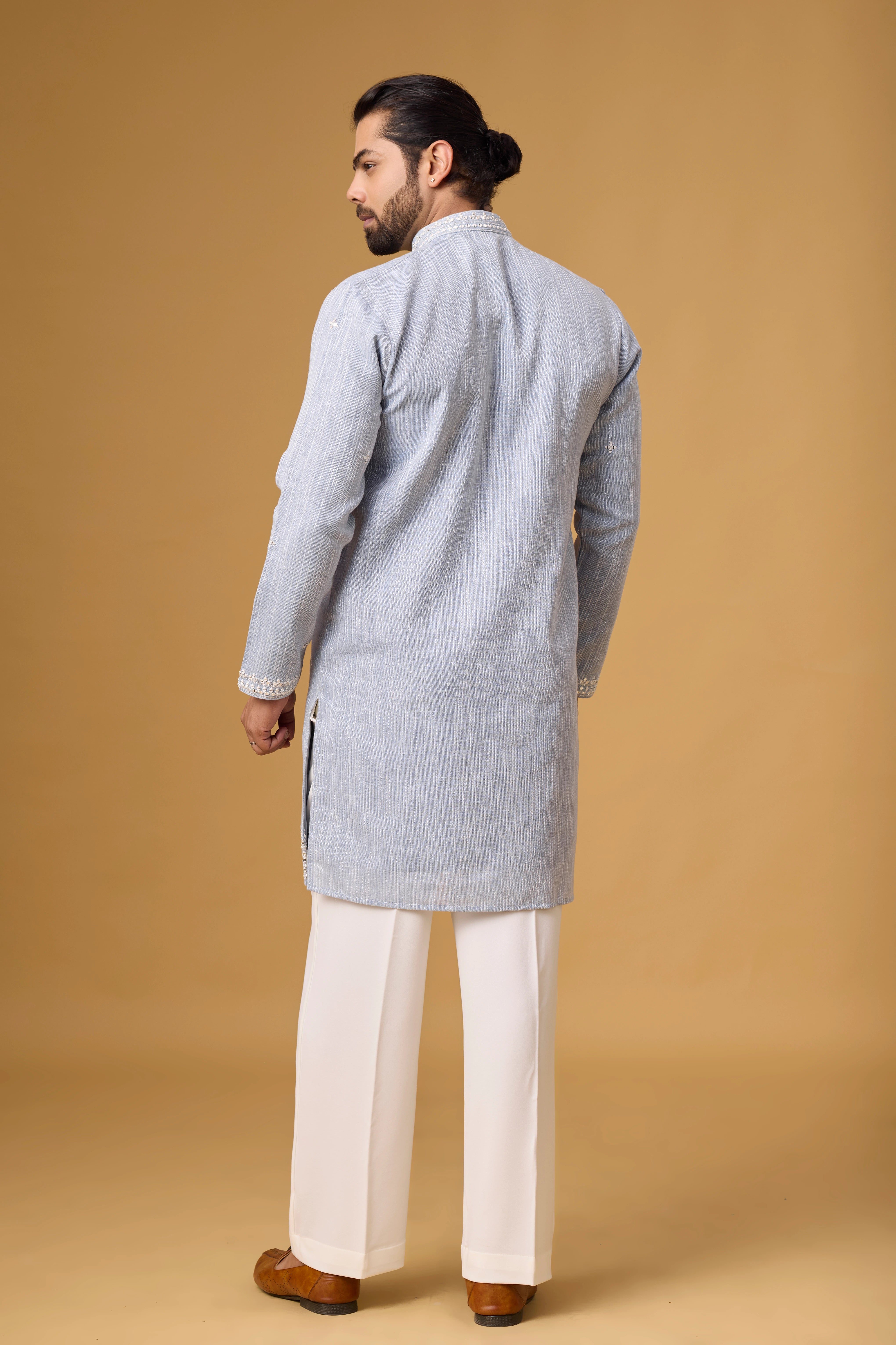 Frost Blue Regal Embroidered Kurta Set
