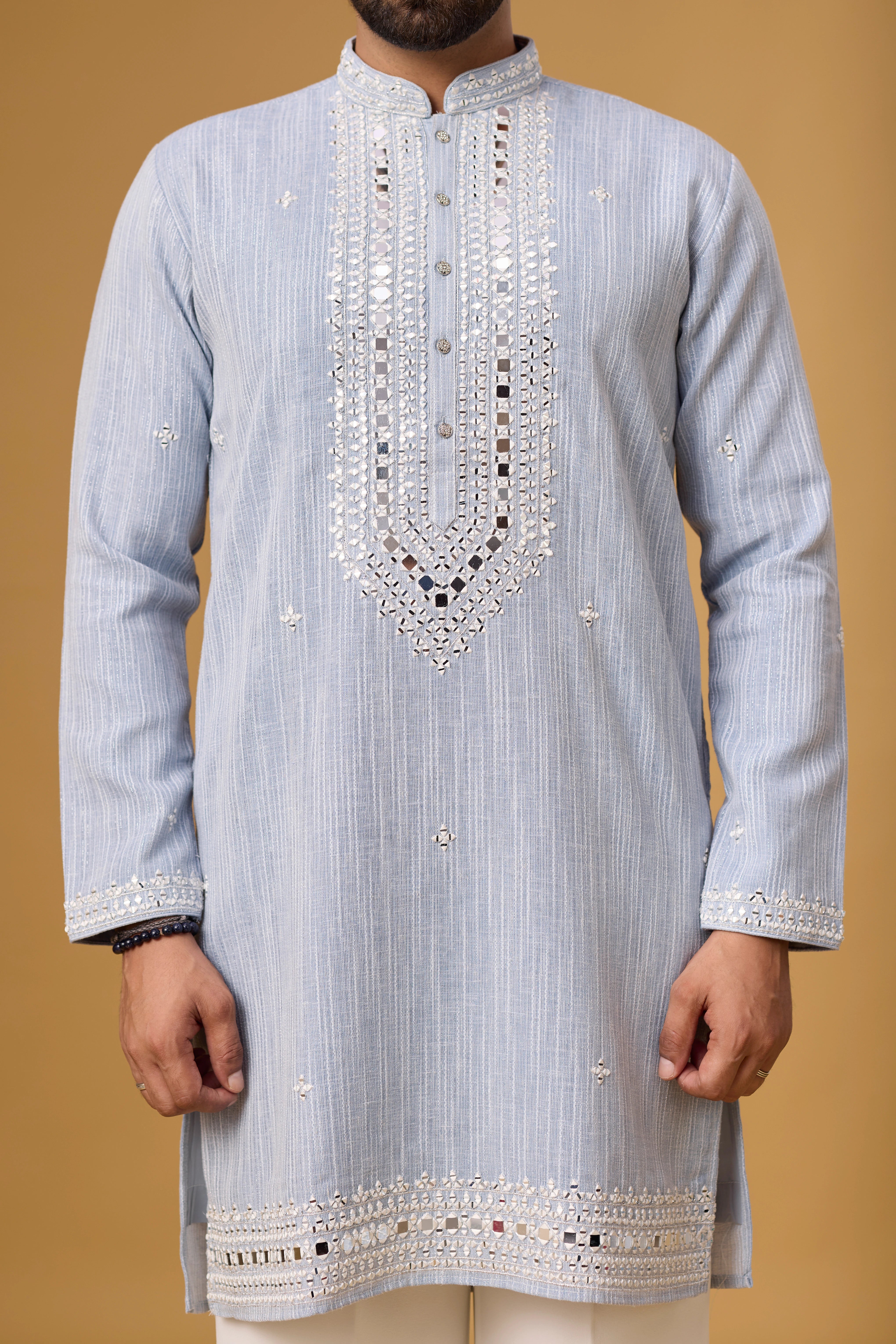 Frost Blue Regal Embroidered Kurta Set