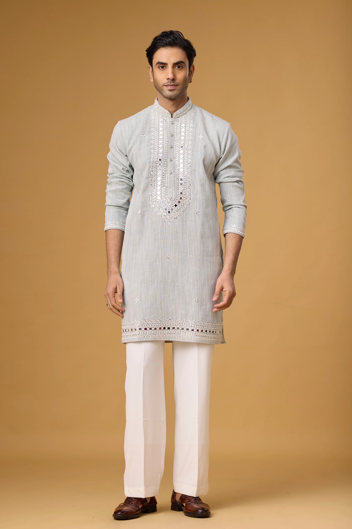 Silver Mist Embroidered Kurta Set