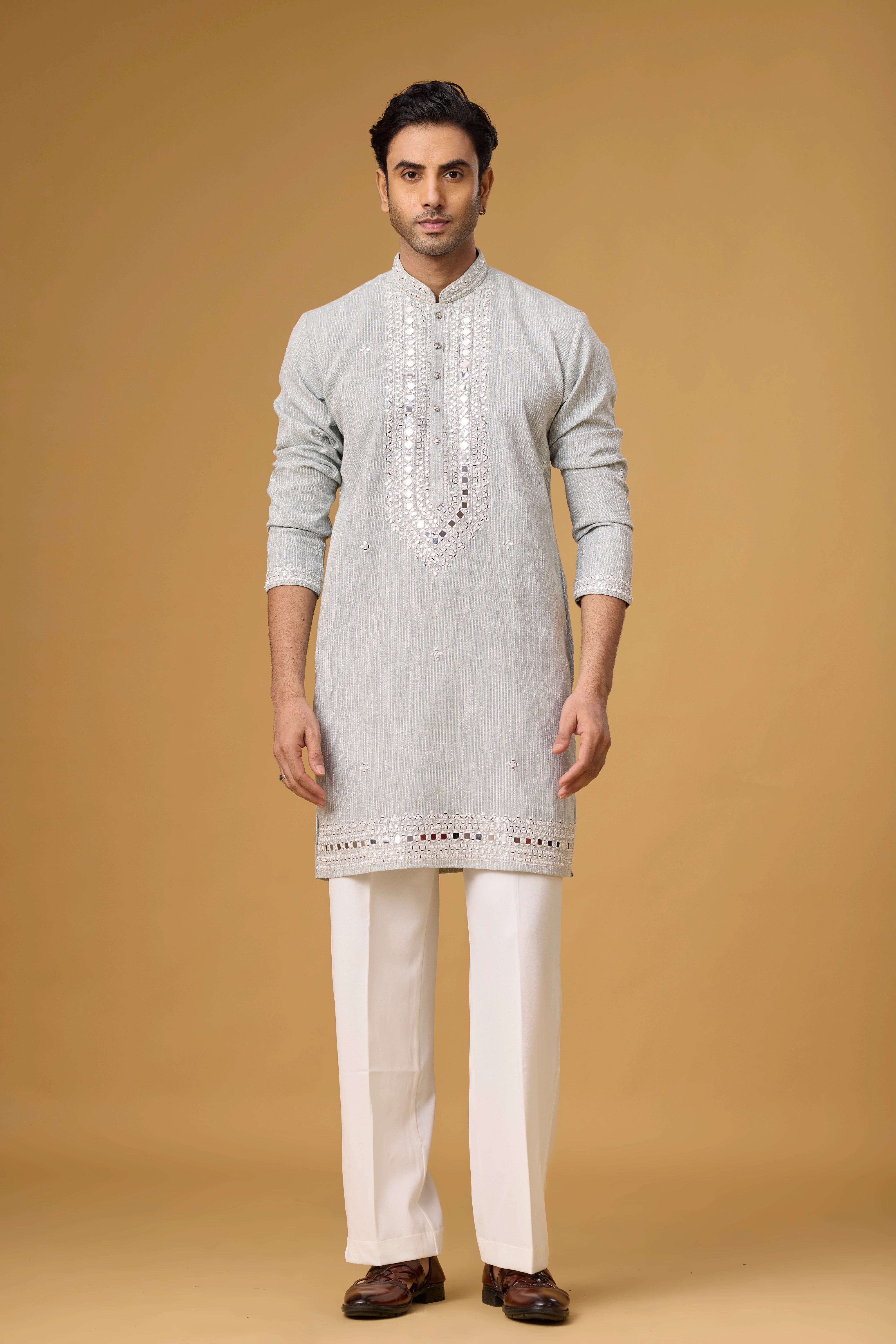 Silver Mist Embroidered Kurta Set