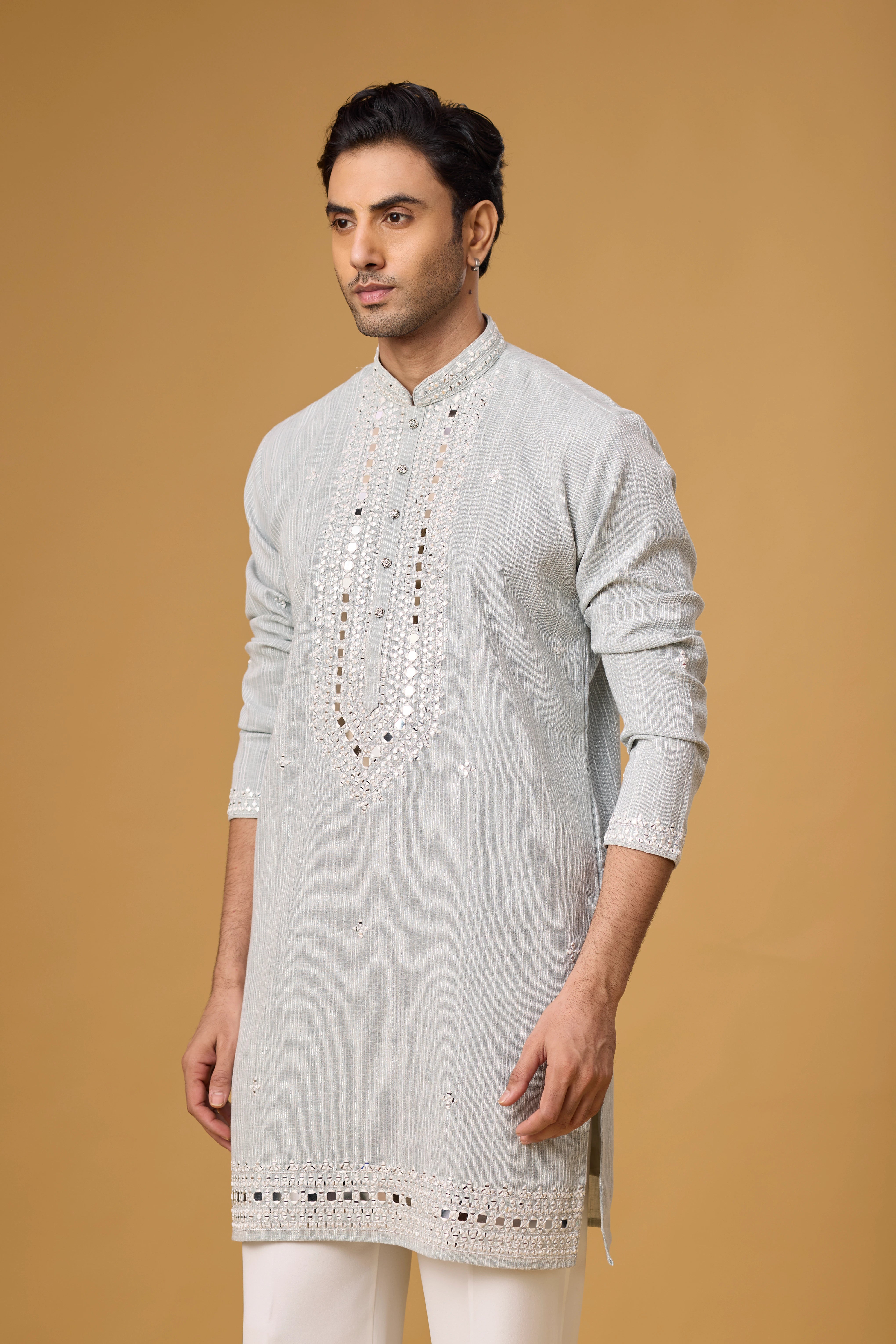 Silver Mist Embroidered Kurta Set