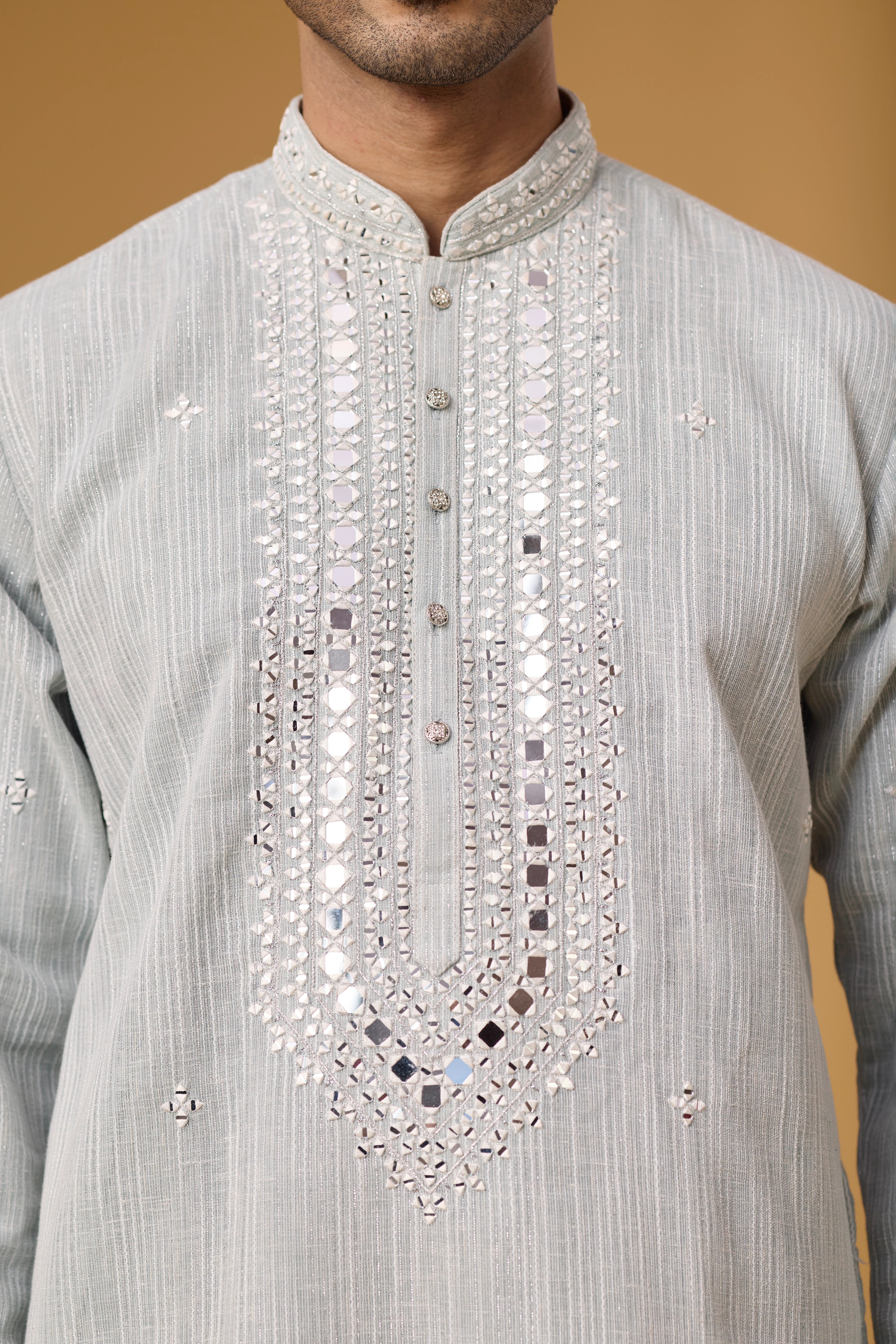 Silver Mist Embroidered Kurta Set