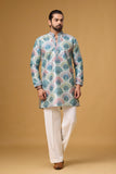 Azure Bloom Printed Jacquard Kurta Set