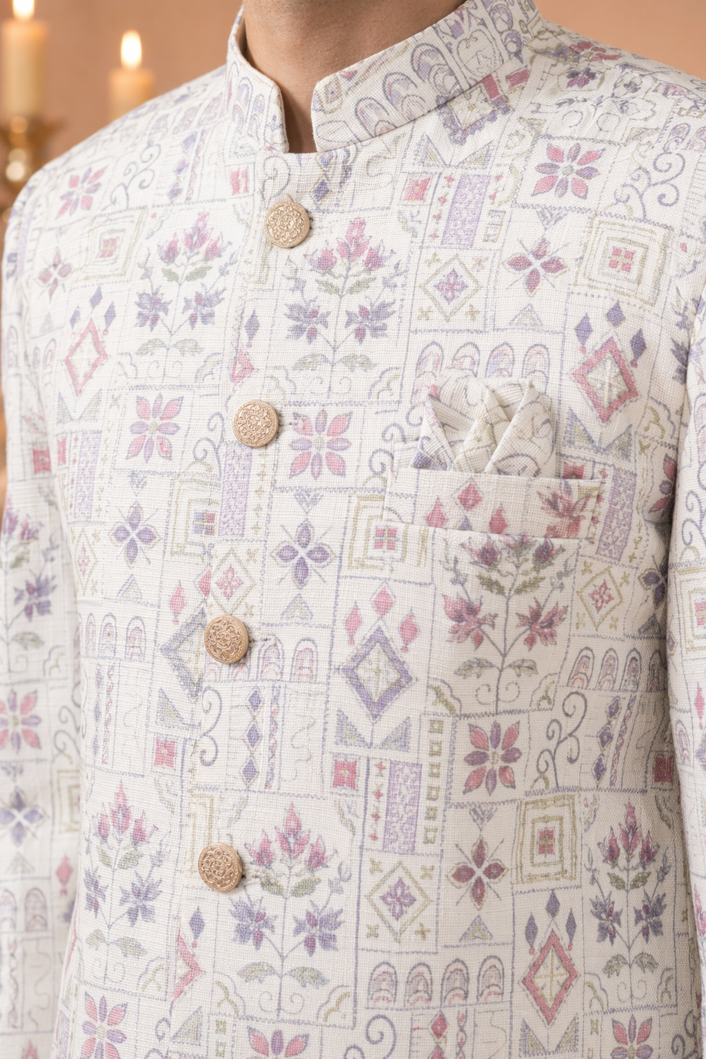 Imperial Ivory Heritage Printed Indo Western for Men