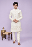 Royal Ivory Cream Embroidered Wedding Indo Western