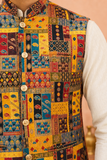 Heritage Gold Mosaic Printed Wedding Koti for Men
