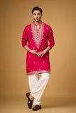 Ruby Magenta Heritage Embroidered Kurta Set