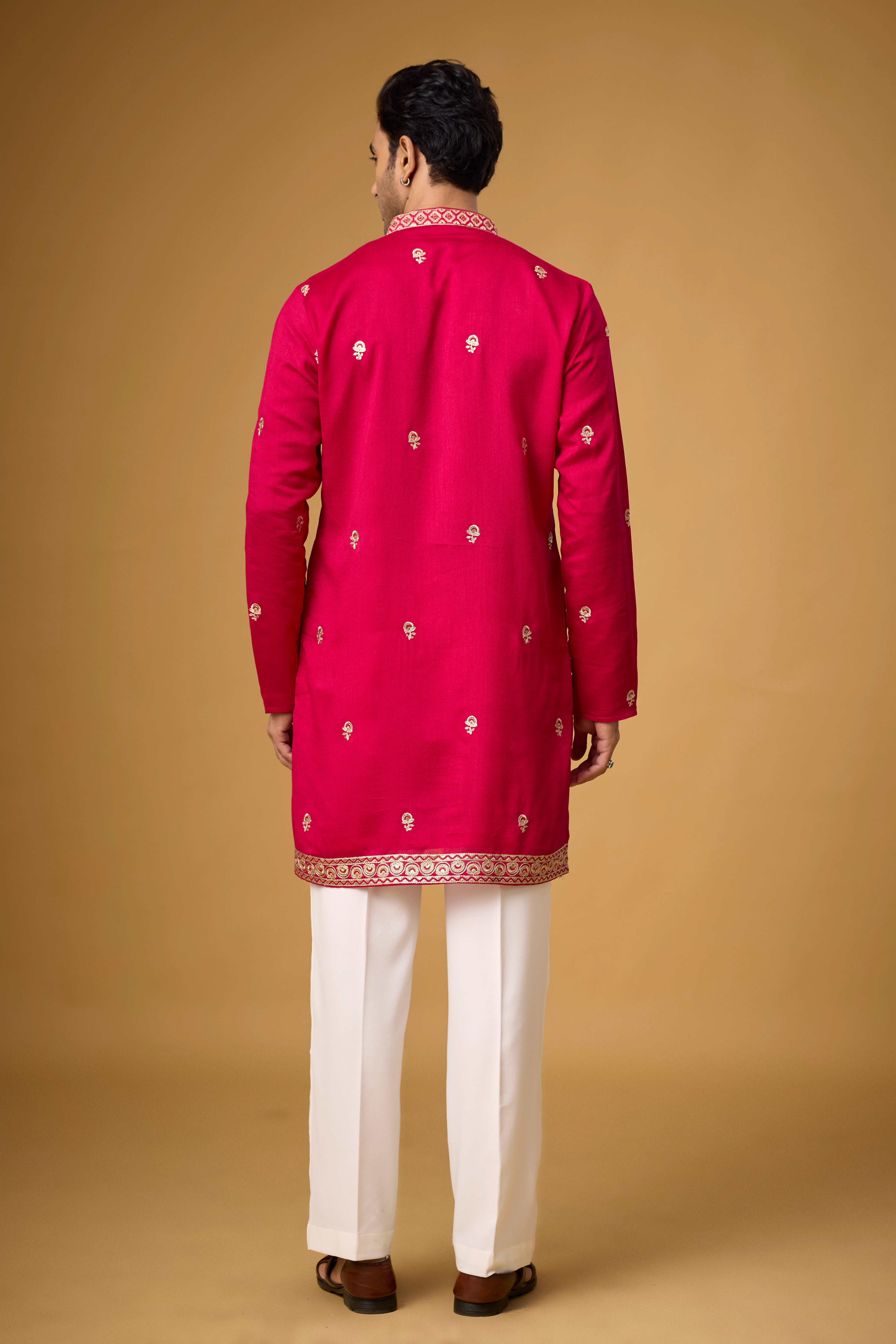 Ruby Magenta Heritage Embroidered Kurta Set