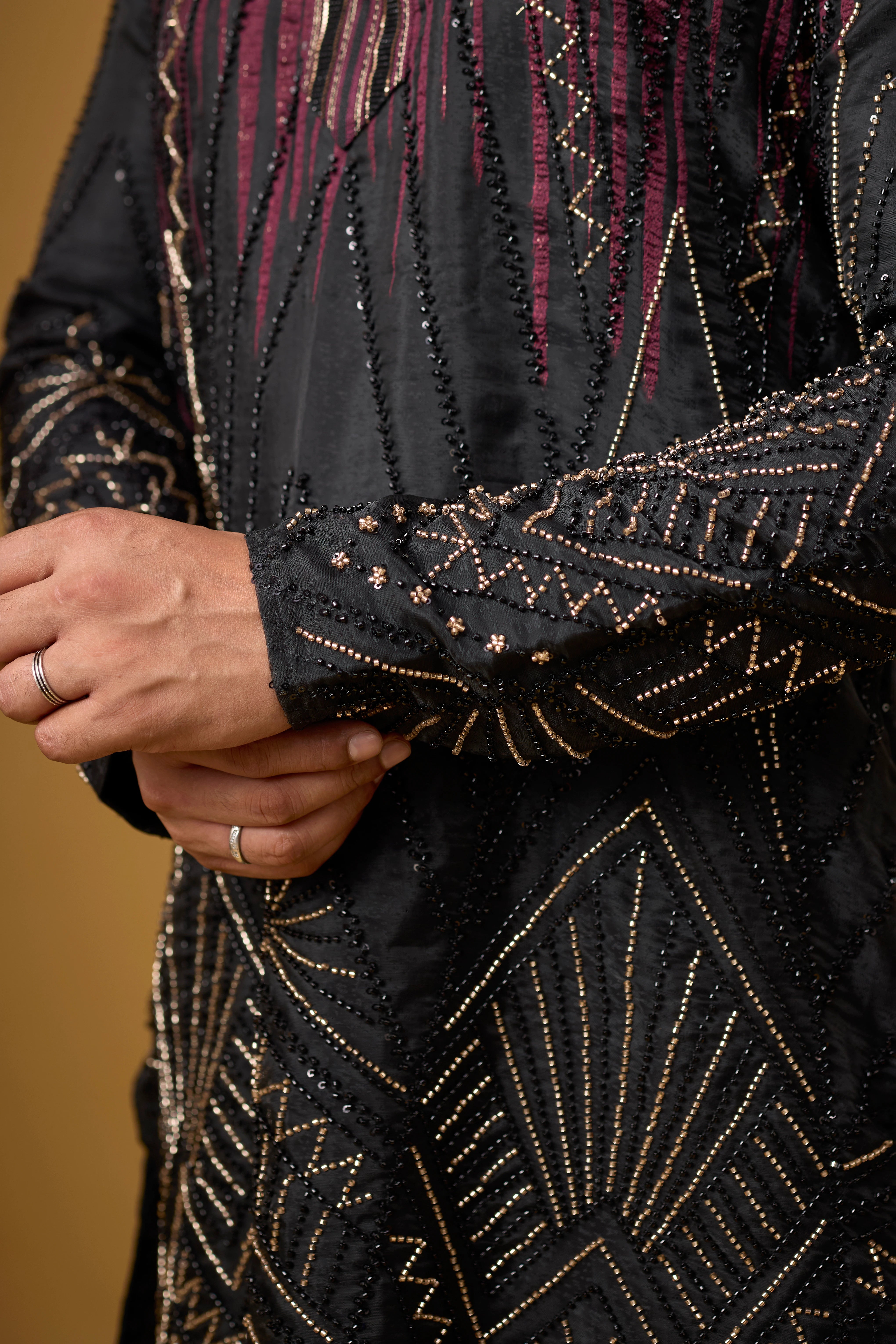 Midnight Maroon Geometric Embroidered Kurta Set