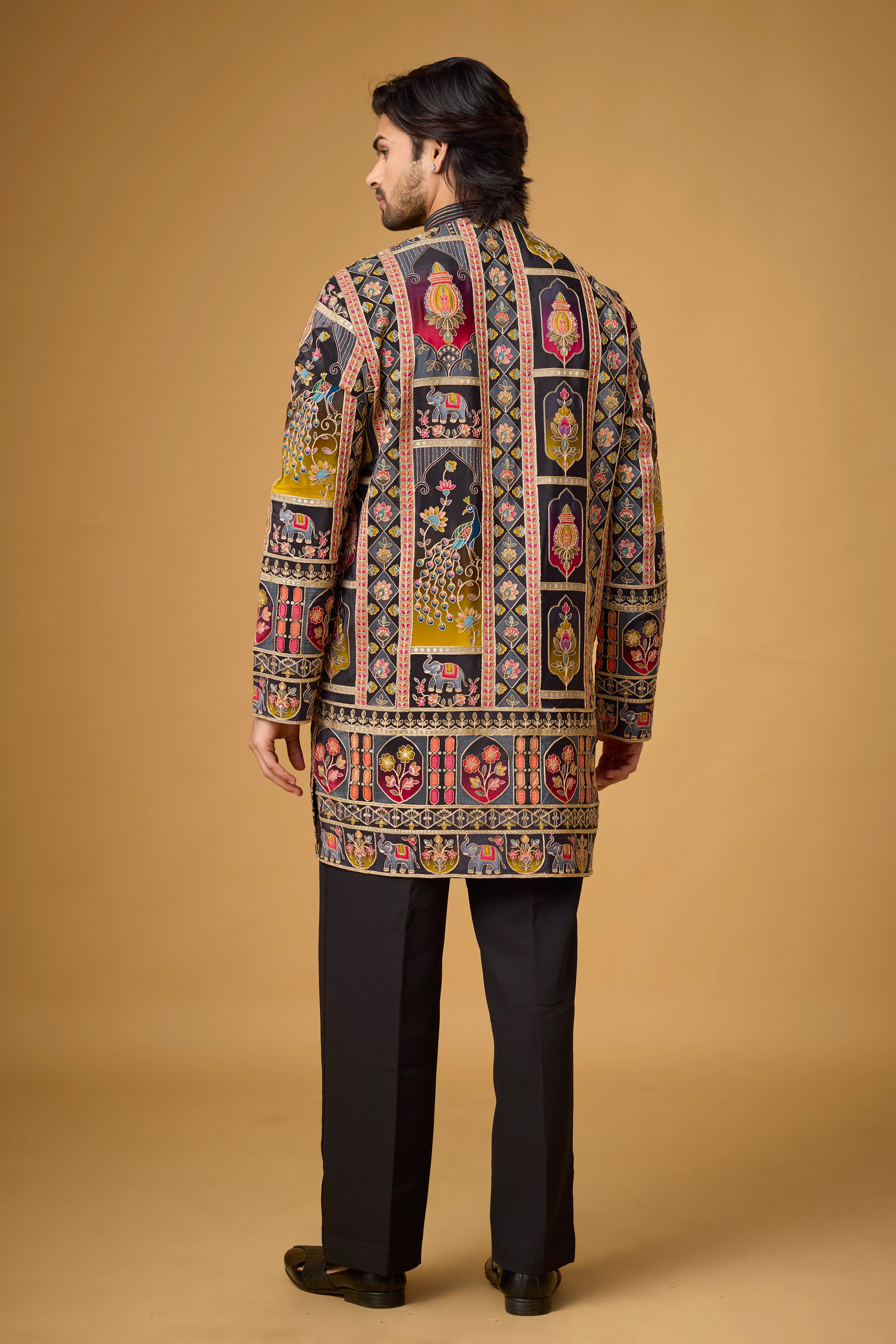 Black Regal Tapestry Embroidered Kurta Set