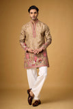 Champagne Beige Heritage Story Embroidered Kurta Set