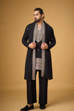 Midnight Black Regal Embroidered Kurta Set with Stole