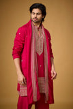 Royal Fuchsia Embroidered Kurta Set with Stole