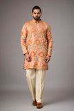 Peach Gold Artisanal Embroidered Kurta Set