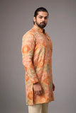 Peach Gold Artisanal Embroidered Kurta Set