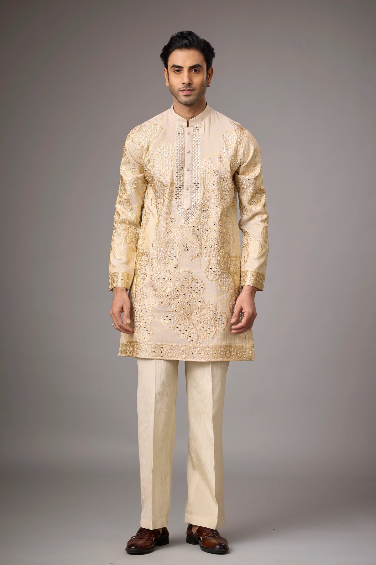 Ivory Gold Heritage Embroidered Kurta Set